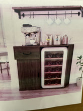 39.4'' Coffee Bar Cabinet With Fridge Space, Mini Fridge Cabinet With Wine Glass Rack,mini Fridge Stand! (NEW - DARK RUSTIC BROWN)