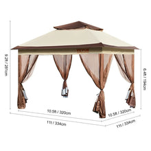 VEVOR Patio Gazebo, 11 x 11 FT Pop up Gazebo for 8-10 Person, with Mosquito Netting, Metal Frame, and PU Coated 250D Oxford Cloth, Outdoor Canopy! (NEW IN BOX)