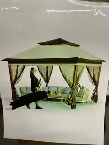 VEVOR Patio Gazebo, 11 x 11 FT Pop up Gazebo for 8-10 Person, with Mosquito Netting, Metal Frame, and PU Coated 250D Oxford Cloth, Outdoor Canopy! (NEW IN BOX)