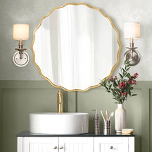Scalloped Round Metal Wall Mirror, 31.5” x 31.5”!