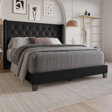 Ameire Upholstered Wingback Bed, Queen size, Black! (NEW IN BOX)