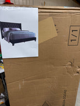 Ameire Upholstered Wingback Bed, Queen size, Black! (NEW IN BOX)
