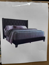 Ameire Upholstered Wingback Bed, Queen size, Black! (NEW IN BOX)