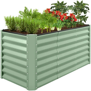 Best Choice Products 4x2x2ft Outdoor Metal Raised Garden Bed, Planter Box for Vegetables, Flowers, Herbs - Sage Green! (NEW IN BOX)