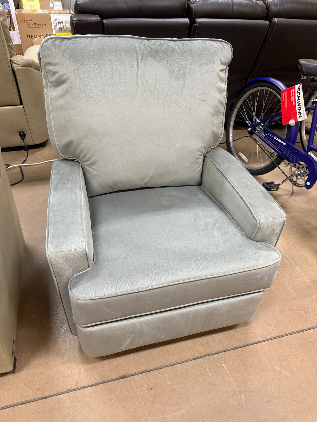 Baby Relax Addison Swivel Gliding Recliner, Gray!! NEW AND ASSEMBLED!!