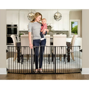 Regalo Deluxe Home Accents 74 inch Widespan Baby Safety Gate, Black, Ages 6 to 24 Months! (NEW IN BOX)