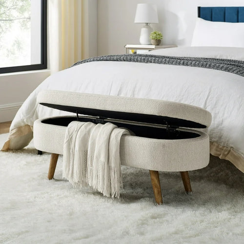 Oval Storage Ottoman Bench, 43.5