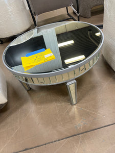 Mirrored Coffee Table Modern Round Coffee Table Silver Accent Table for Living Rooms Decor, Silver! ASSEMBLED