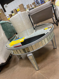 Mirrored Coffee Table Modern Round Coffee Table Silver Accent Table for Living Rooms Decor, Silver! ASSEMBLED