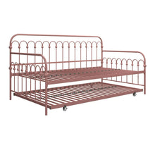 Novogratz Bright Pop Twin Metal Daybed with Twin Trundle Bed, Dusty Rose! (NEW IN BOX - MISSING ONE METAL SLAT!)