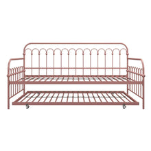 Novogratz Bright Pop Twin Metal Daybed with Twin Trundle Bed, Dusty Rose! (NEW IN BOX - MISSING ONE METAL SLAT!)