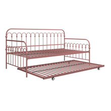Novogratz Bright Pop Twin Metal Daybed with Twin Trundle Bed, Dusty Rose! (NEW IN BOX - MISSING ONE METAL SLAT!)