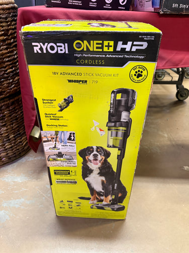 Ryobi ONE+ HP 18V Cordless Advanced WHISPER Series Stick Vacuum Kit with 4.0 Ah Battery and Charger! (NEW IN BOX)