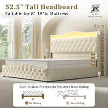 Upholstered King Bed Frame with 4 Storage Drawers and 52.5" Tall Headboard, Platform Bed with Charging Station & LED Light, No Spring Box Needed! (NEW IN BOX)