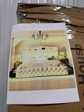 Upholstered King Bed Frame with 4 Storage Drawers and 52.5" Tall Headboard, Platform Bed with Charging Station & LED Light, No Spring Box Needed! (NEW IN BOX)