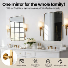 Modern Tilting Bathroom Vanity Wall Mirror | Stainless Steel Pivot Frame, 36” x 28”!