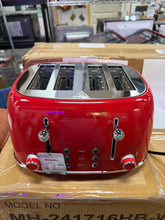 Toaster 4 Slice, Retro Stainless, Dual Independent Control Panel Toaster! (Red) - New!