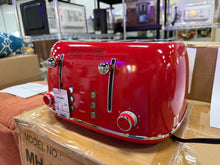 Toaster 4 Slice, Retro Stainless, Dual Independent Control Panel Toaster! (Red) - New!