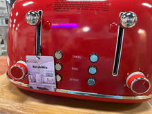 Toaster 4 Slice, Retro Stainless, Dual Independent Control Panel Toaster! (Red) - New!