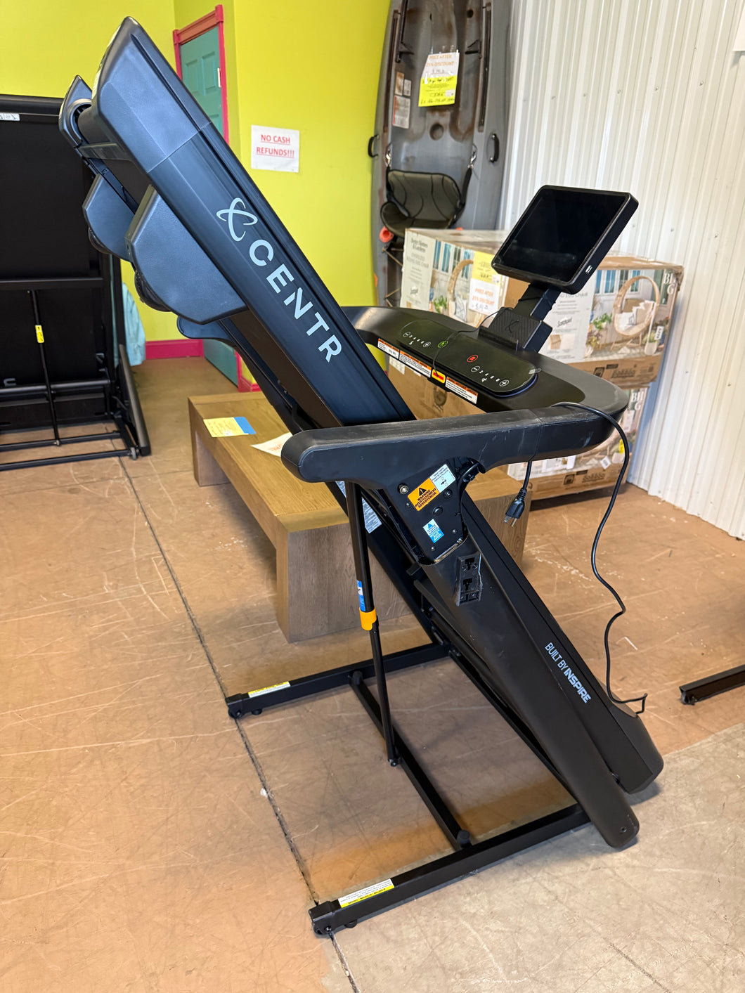 Centr Runr-S Folding Treadmill With 10” Touchscreen! (USED ONCE - 0 MILES USED - LIKE NEW) - (CENTR MEMBERSHIP REQUIRED TO USE TREADMILL - COMES WITH TEMPORARY MEMBERSHIP) - (MISSING PLASTIC COVERS)