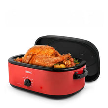 Aroma 18Qt Electric Roaster Oven with High Dome Lid, 8X Bonded Granite Enamel, Red
