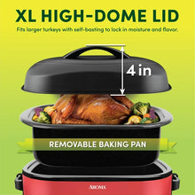 Aroma 18Qt Electric Roaster Oven with High Dome Lid, 8X Bonded Granite Enamel, Red
