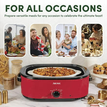 Aroma 18Qt Electric Roaster Oven with High Dome Lid, 8X Bonded Granite Enamel, Red