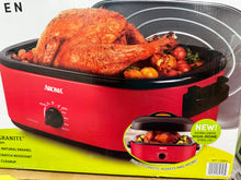 Aroma 18Qt Electric Roaster Oven with High Dome Lid, 8X Bonded Granite Enamel, Red