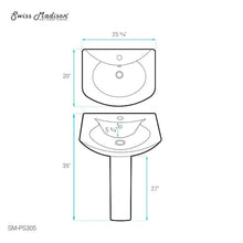 Swiss Madison
Modern White Ceramic Rectangular Chateau Pedestal Bathroom Vessel Sink with Round Single Faucet Hole- new in box