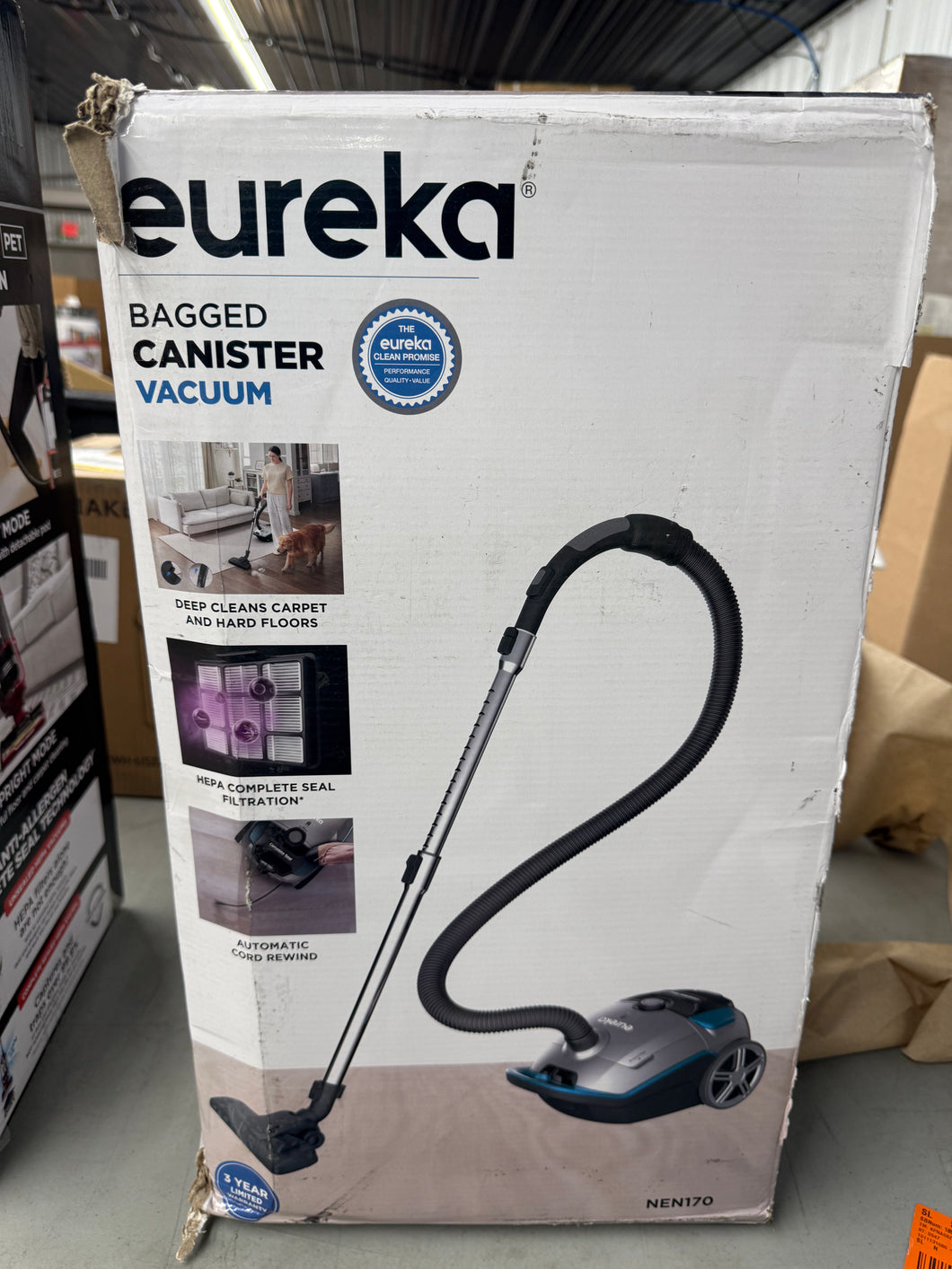 Eureka Bagged Blue Automatic Rewind HEPA Filter Multisurface Canister Vacuum! (NEW IN BOX)