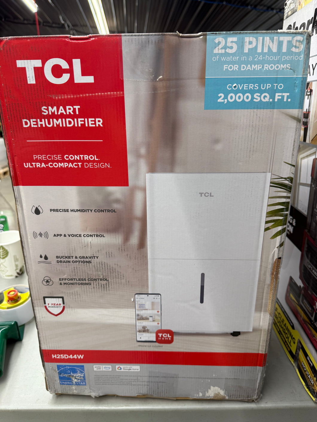 TCL 25 pt. 2000 sq. ft. Smart Dehumidifier, Ultra-compact in White! (NEW IN BOX)