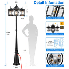 3-Head Outdoor Lamp Post Light with Outlet, Black Dusk to Dawn Street Light Pole for Garden! (NEW IN BOX)