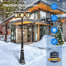 3-Head Outdoor Lamp Post Light with Outlet, Black Dusk to Dawn Street Light Pole for Garden! (NEW IN BOX)