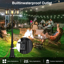 3-Head Outdoor Lamp Post Light with Outlet, Black Dusk to Dawn Street Light Pole for Garden! (NEW IN BOX)