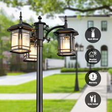 3-Head Outdoor Lamp Post Light with Outlet, Black Dusk to Dawn Street Light Pole for Garden! (NEW IN BOX)