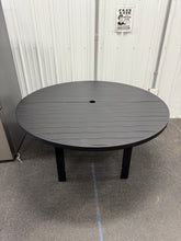 Chelsea 60" Round Modern Aluminum Outdoor Dining Table – Weather-Resistant Slatted Patio Table with Umbrella Hole! (NEW)