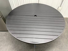 Chelsea 60" Round Modern Aluminum Outdoor Dining Table – Weather-Resistant Slatted Patio Table with Umbrella Hole! (NEW)