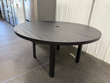 Chelsea 60" Round Modern Aluminum Outdoor Dining Table – Weather-Resistant Slatted Patio Table with Umbrella Hole! (NEW)