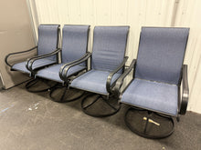 Set of 4 Brand New Outdoor Swivel Rocker Patio Chairs - Blue/Black! (NEW - MINOR SCRATCHES)