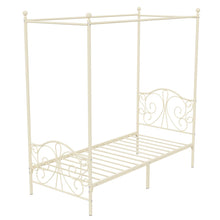 Metal Canopy Bed With Butterfly Pattern Design For Headboard And Footboard, Twin Size! (NEW IN BOX - CREAM)