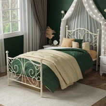 Metal Canopy Bed With Butterfly Pattern Design For Headboard And Footboard, Twin Size! (NEW IN BOX - CREAM)
