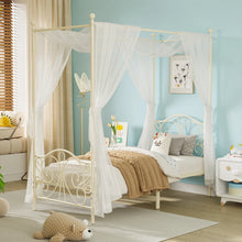 Metal Canopy Bed With Butterfly Pattern Design For Headboard And Footboard, Twin Size! (NEW IN BOX - CREAM)