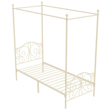 Metal Canopy Bed With Butterfly Pattern Design For Headboard And Footboard, Twin Size! (NEW IN BOX - CREAM)