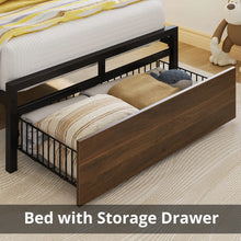 Twin Bed Frame With Drawer, Storage Headboard With Outlets, No Box Spring Needed, Easy Assembly! (NEW IN BOX) (WE DO NOT SHIP)