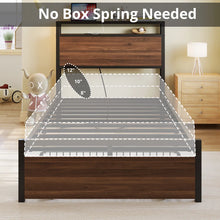 Twin Bed Frame With Drawer, Storage Headboard With Outlets, No Box Spring Needed, Easy Assembly! (NEW IN BOX) (WE DO NOT SHIP)