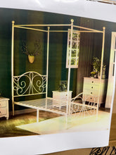 Metal Canopy Bed With Butterfly Pattern Design For Headboard And Footboard, Twin Size! (NEW IN BOX - CREAM)