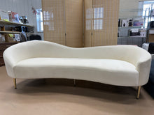 Ritz 85.5" Velvet Curved Sofa, Cream! (NEW)