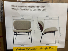 Edie Walnut Upholstered Lounge Chair,24.41" W x 25.59" D x 26.77" H, White!! NEW IN BOX!!