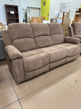 Fabric 3 Seat Reclining Sofa With Flip Table, Brown! (NEW)