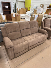Fabric 3 Seat Reclining Sofa With Flip Table, Brown! (NEW)